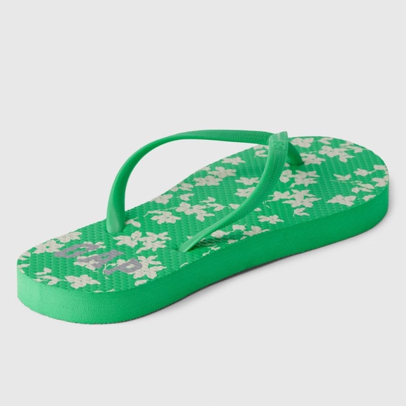 NWT GAP Logo Flip Flops Color: Green Floral SIZE 7 - Picture 4 of 5